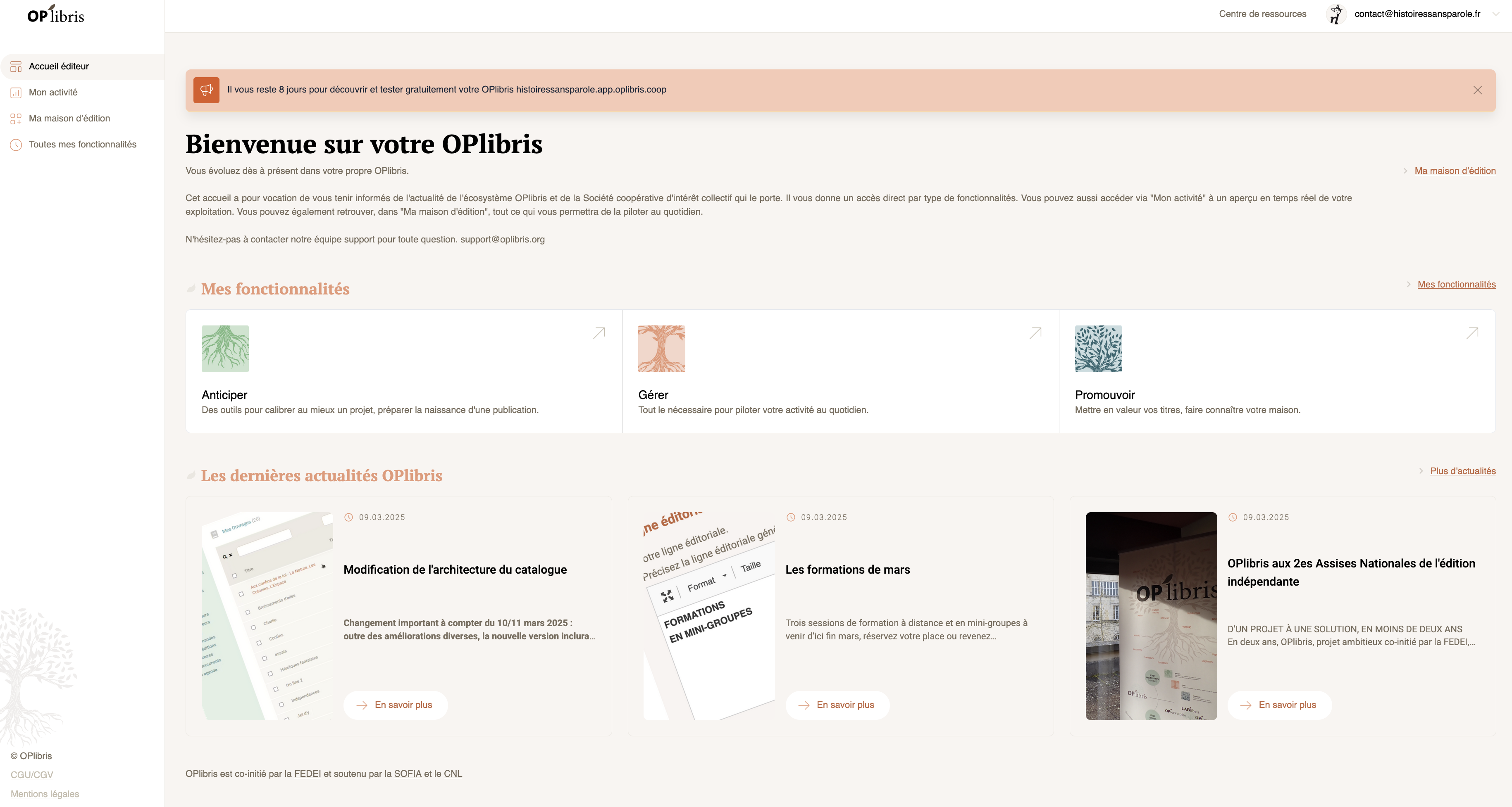 Ecran de l'application digitale